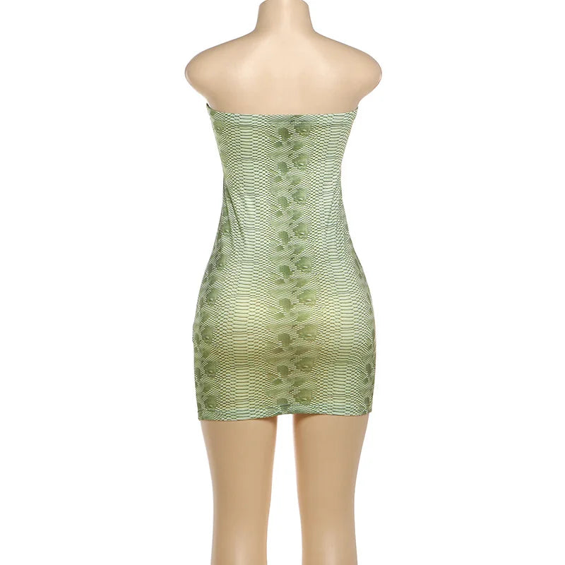 FAGADOER Sexy Serpentine Print Patchwork Bodycon Mini Dresses Woman Sleeveless Backless Dress Hot Girl Streetwear Vestidos 2026