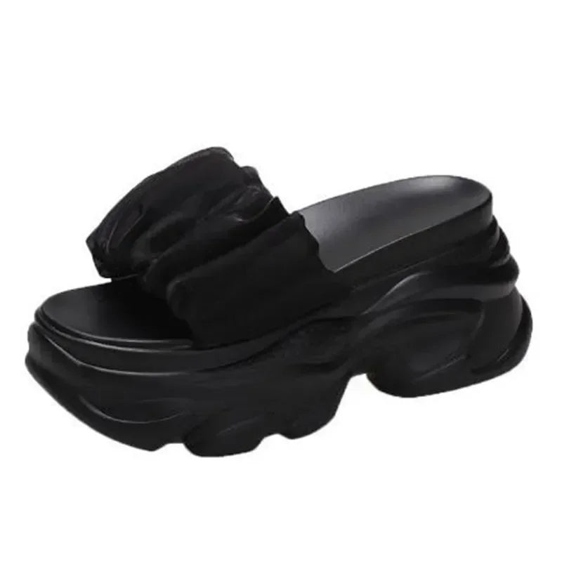 NEW Women Summer Chunky Sandal Platform Slipper 9CM High Heels Ladies Hollow Out Slides Beach Flip-Flop Woman Sandalias De Mujer