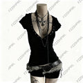 Y2k Crop top Subculture Button Harajuku Solid color Punk Short Sleeve T-shirt Subculture Hip Hop Baby Tee Gothic Streetwear Top