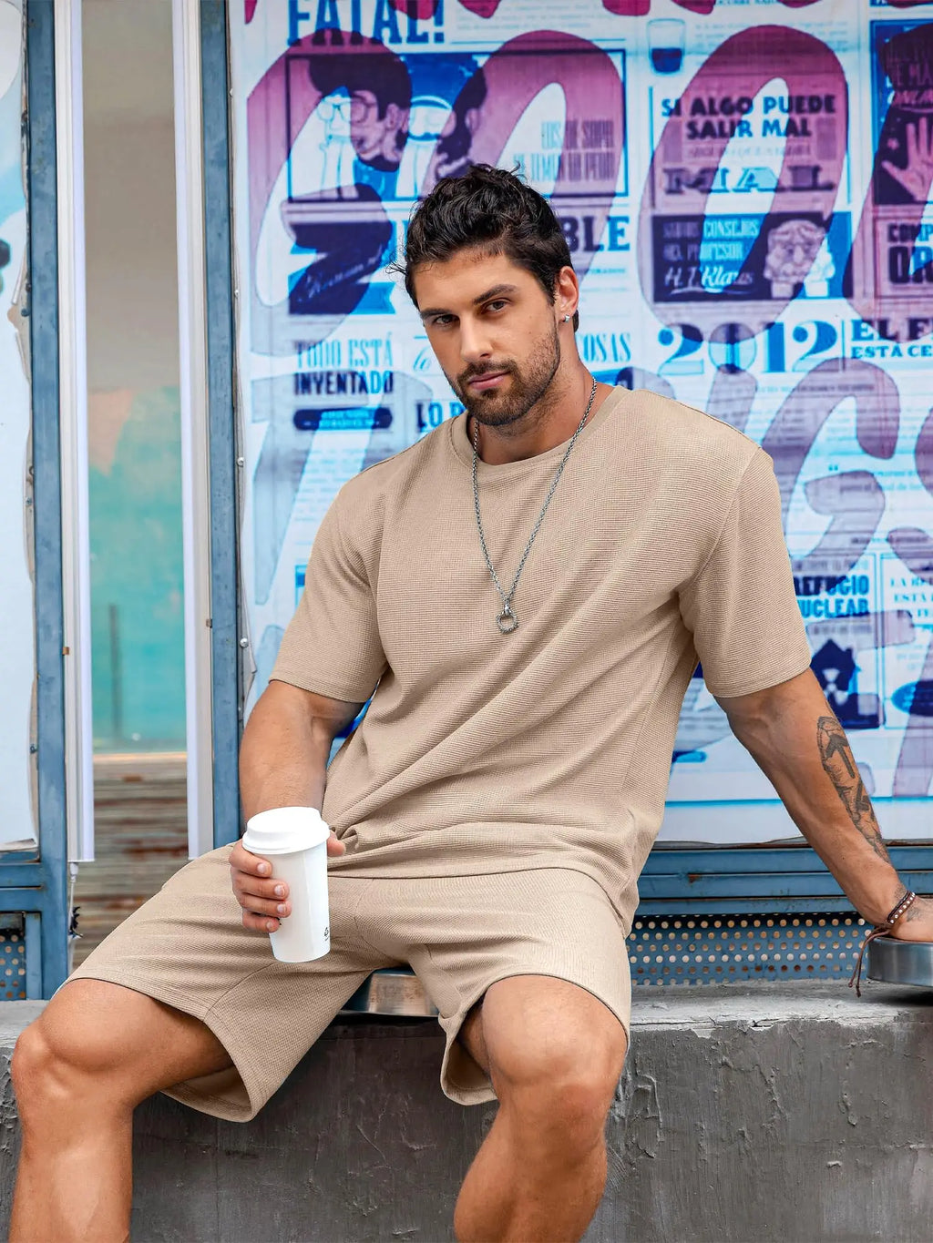 Fashion Men's T Shirt Shorts Set 3D Fun Printed Sportswear Two Piece Summer Oversized Men's Clothing Casual Hip Hop Streetwear