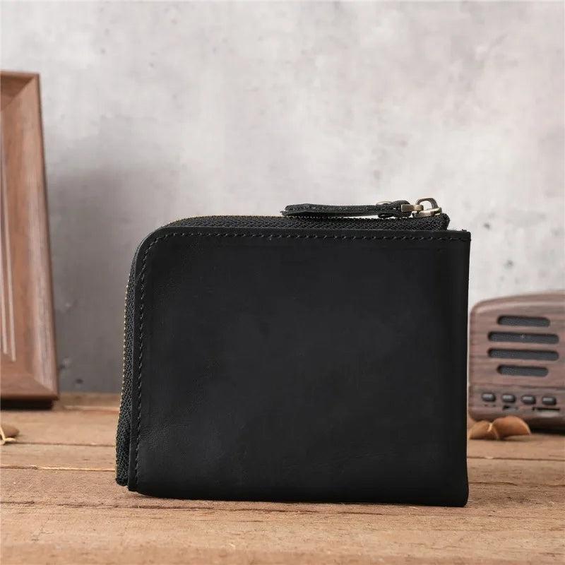 Japan Style 100% Genuine Leather Men Wallet Small Mini Card Holder Male Wallet Pocket Purse Wallet for Men Brown High Quality