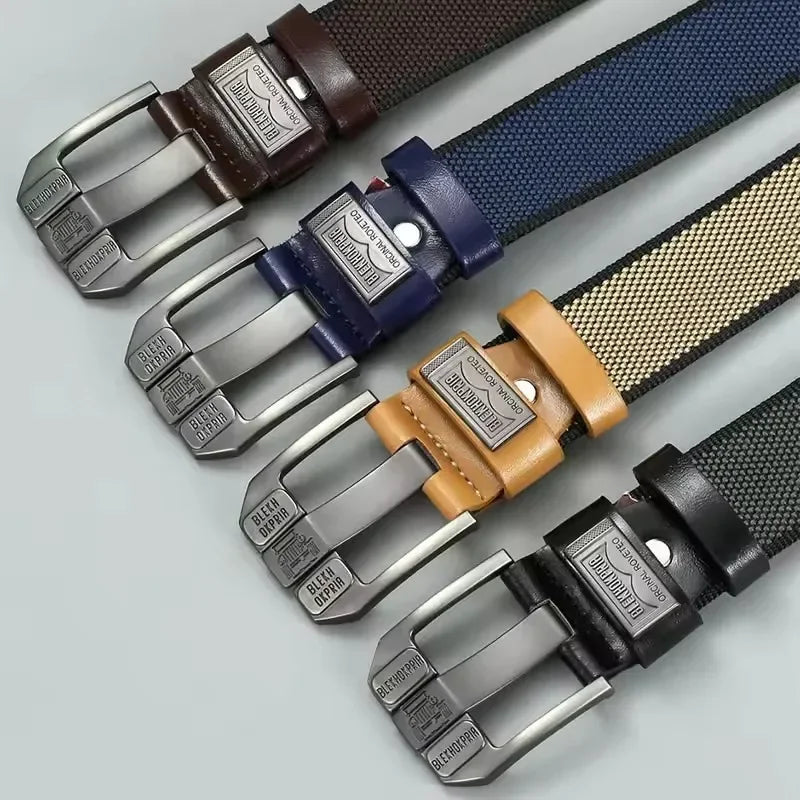 New Fashion Men's Pin Buckle Youth Overalls Canvas Waistband Belt Casual Retro Decorative Belt Fashion High-Quality Webbing Belt