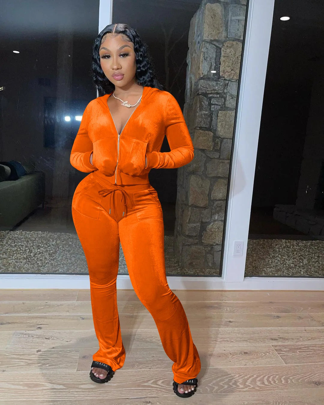Fashion Sexy Slim 2 Piece Set For Women Casual Solid Hooded Zip Tops+High Waist Pants Sets Outfits Lady Sports Women's Clothing