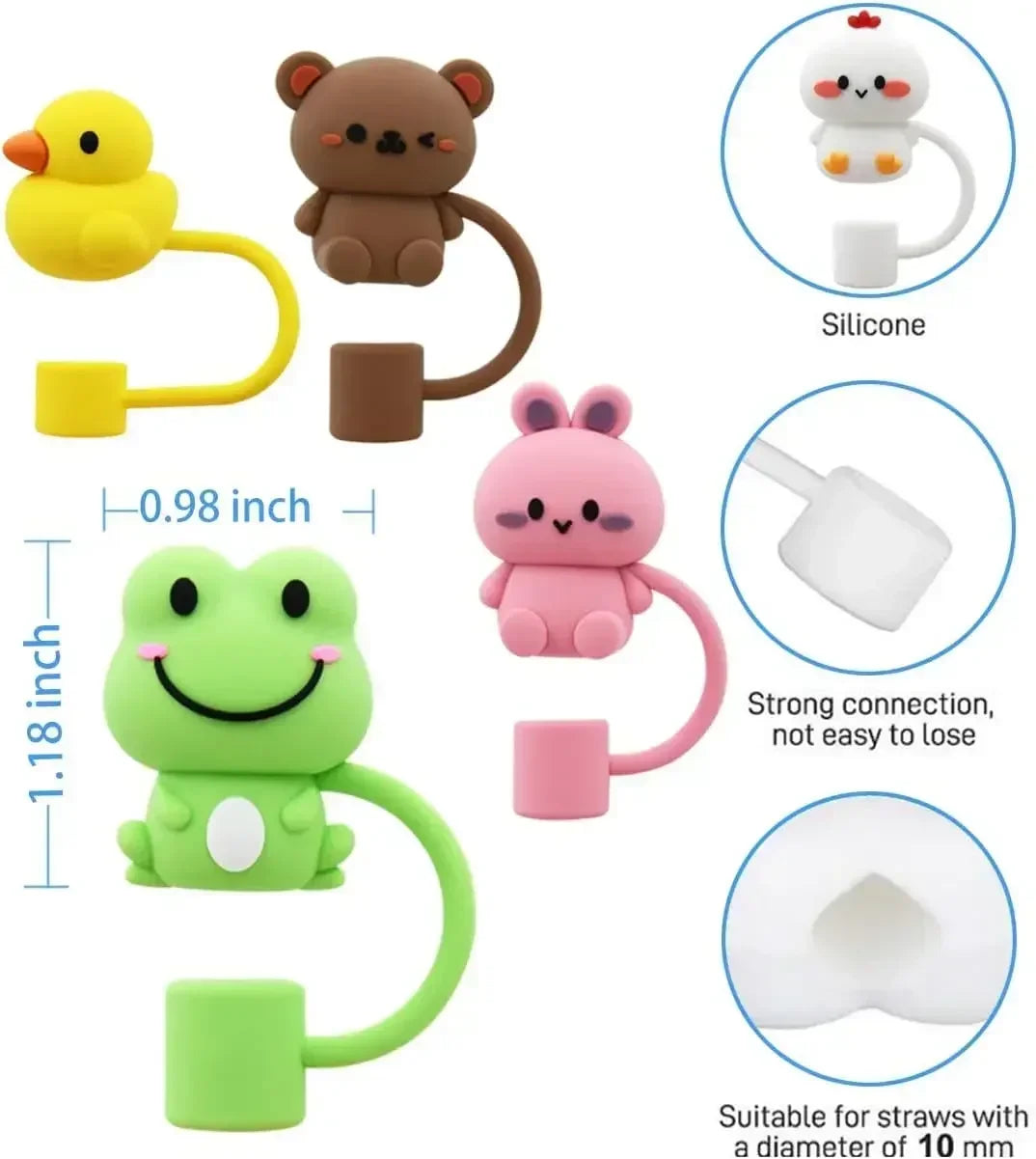 5/1Pcs Straw Cover Cap for Stanley Cup Silicone Straw Topper Compatible with 30&40Oz Tumbler with Handle Dust-Proof Reusable