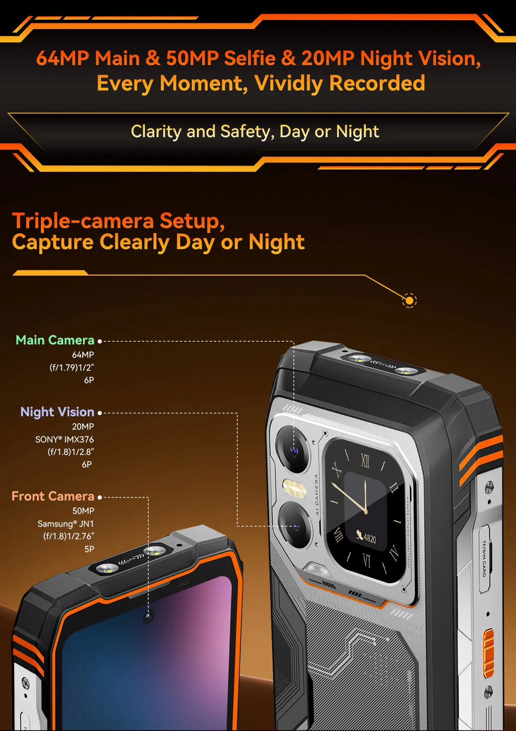 Blackview XPLORE 1 Outdoor Mobile Phone, 5G Waterproof Rugged Smartphone Android 15, 6.78'' 2.4K Display, 16GB+512GB, 20000mAh