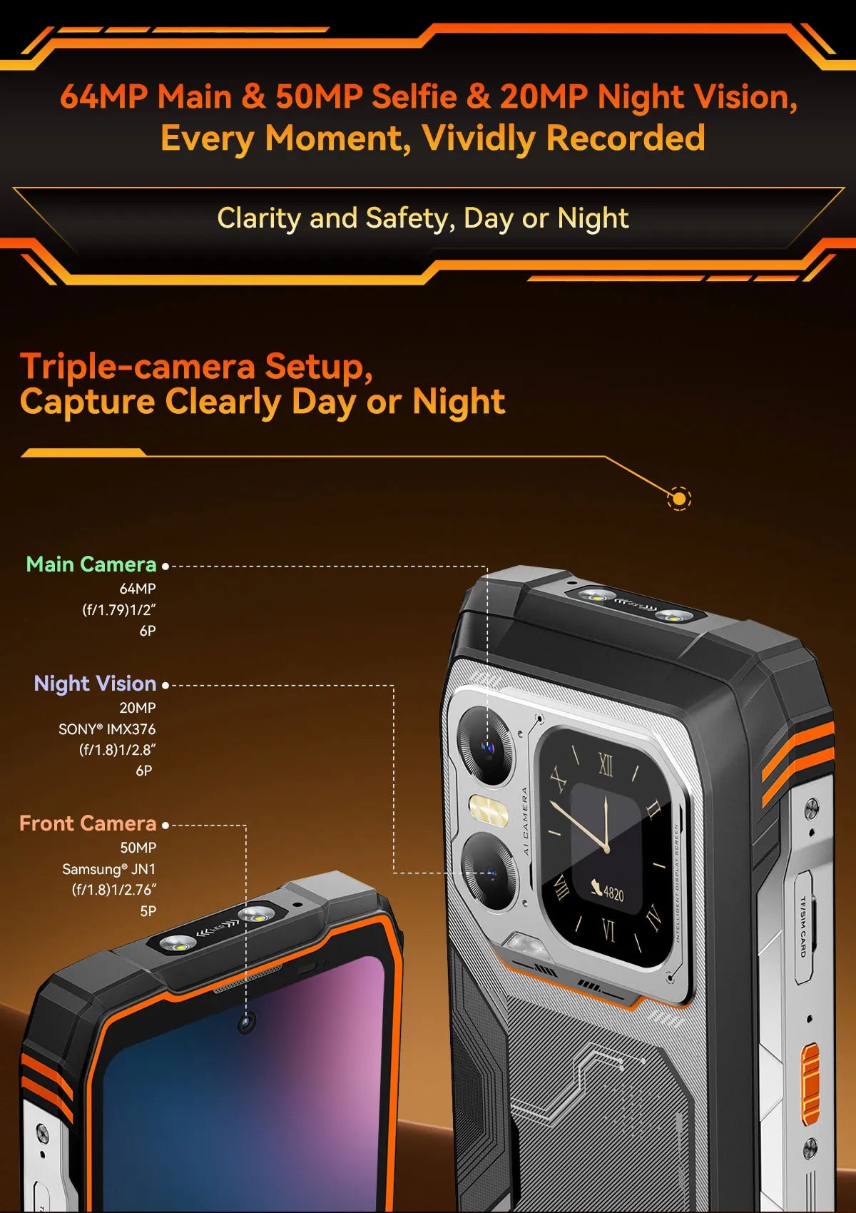 Blackview XPLORE 1 Outdoor Mobile Phone, 5G Waterproof Rugged Smartphone Android 15, 6.78'' 2.4K Display, 16GB+512GB, 20000mAh