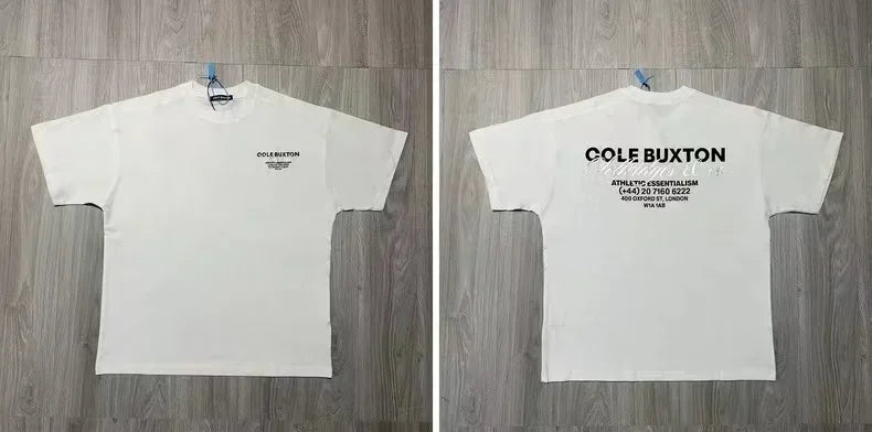 Classic Outdoor Leisure Cole Buxton Spring/Summer Men/Women Top Letter Logo Printed Short sleeved T-shirt Black White  Tees GYM