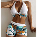 2026BHalter Bikini Set Short Swimsuit Women High Waist Swimwear Female Printed Bathers Swimming Bathing Swim Suit BeachwearNew