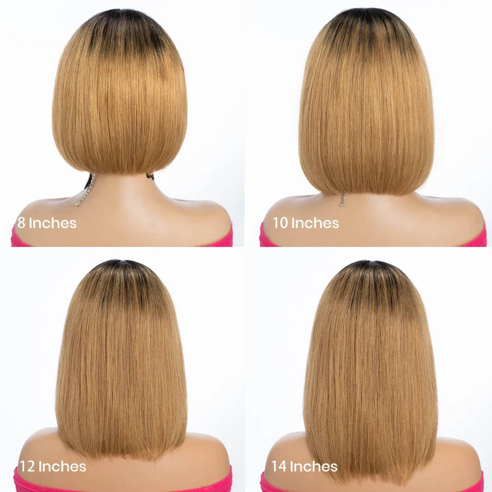 Sleek Ombre Pink Transparent Short T Lace Bob Human Hair Wigs Peruvian Straight 13x6x2 Lace Front Wig For Women Pre Plucked