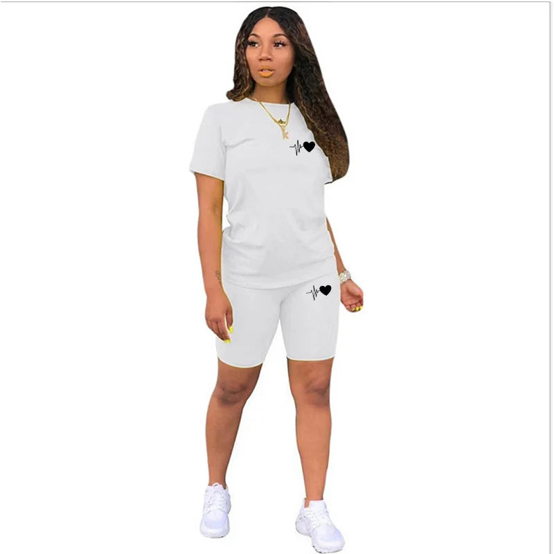 Comfort Quality Casual Woman Clothing Summer Two Piece Set Women Tracksuit T-Shirts O-Neck Shorts Daily Short Sleeve Hot Sales