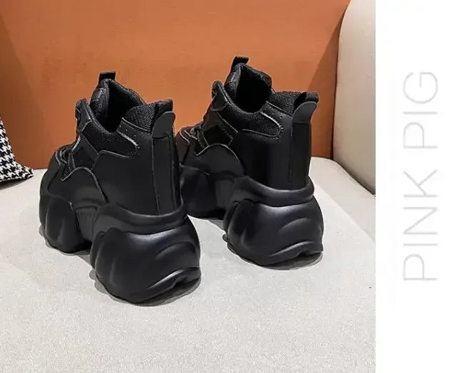 NEW Women Chunky Sneakers Internal 11CM High Platform Breathable Mesh Shoes Ladies Wedges Casual Shoes For Woman Sports Dad Shoe