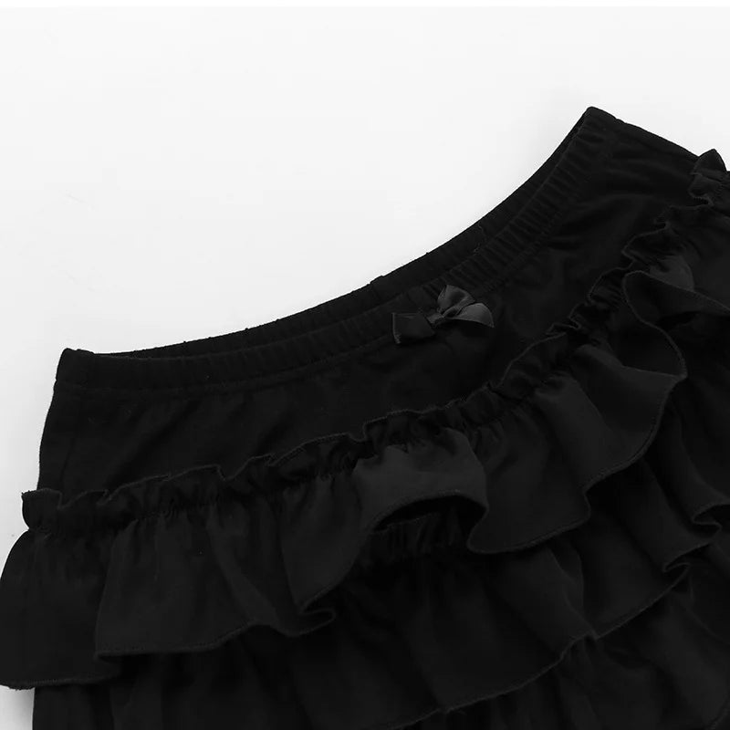 Hotsweet Shorts Women Aesthetic Y2k E-girl Cute Sweet Fairycore Grunge Lace Bow Patchwork High Waist Shorts