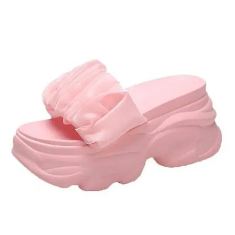 NEW Women Summer Chunky Sandal Platform Slipper 9CM High Heels Ladies Hollow Out Slides Beach Flip-Flop Woman Sandalias De Mujer