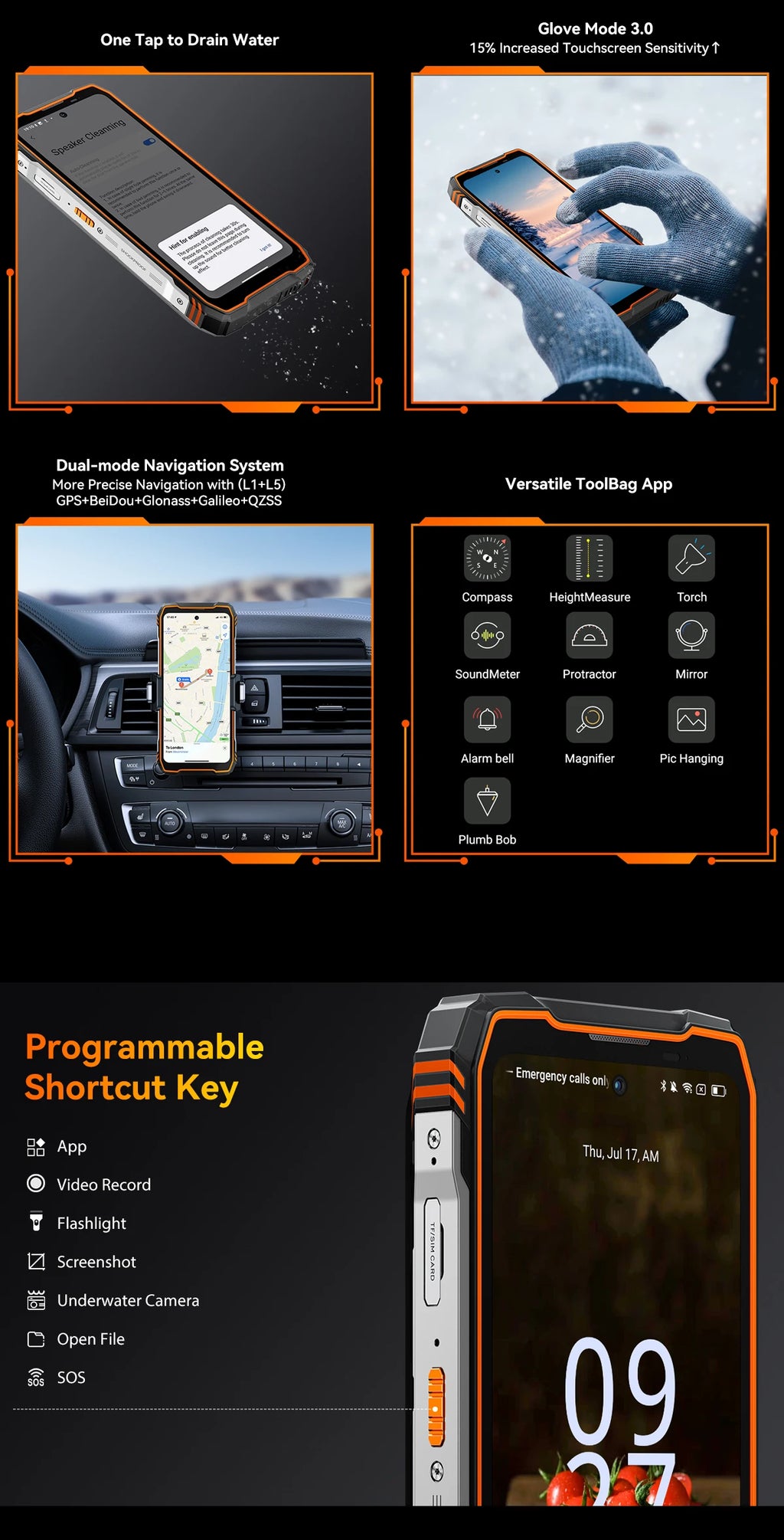 Blackview OSCAL TANK 1 5G Rugged Smartphone,20000mAh/55W, 6,78" FHD+ 120Hz Display, MTK7050,Android Camera,IP68/IP69K/GPS/NFC
