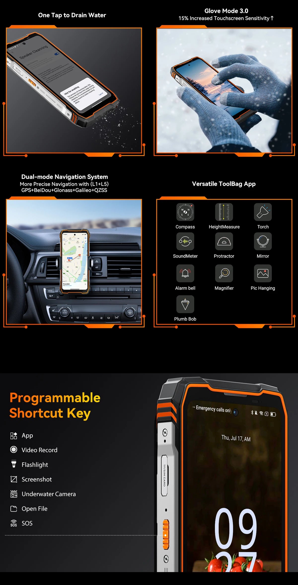 Blackview OSCAL TANK 1 5G Rugged Smartphone,20000mAh/55W, 6,78" FHD+ 120Hz Display, MTK7050,Android Camera,IP68/IP69K/GPS/NFC