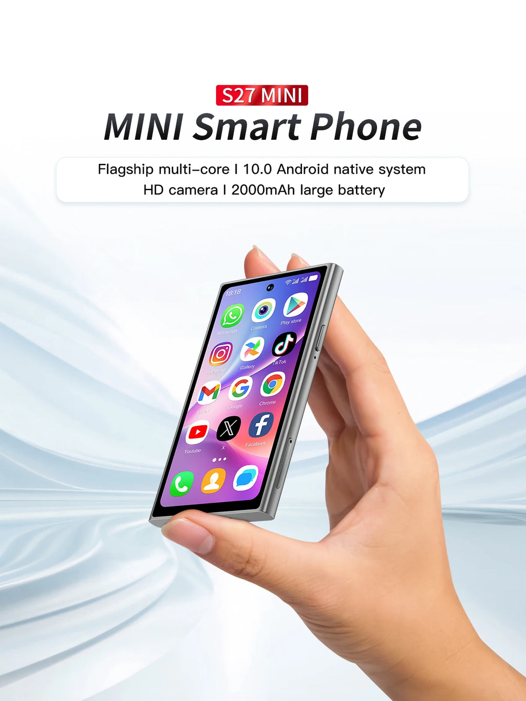 SERVO S27 Mini Smart Phone Android 10.0 WCDMA 3G Cellular Dual SIM 4.0" Display GPS 2000mAh 2+16GB Pocket Smartphones Play Store