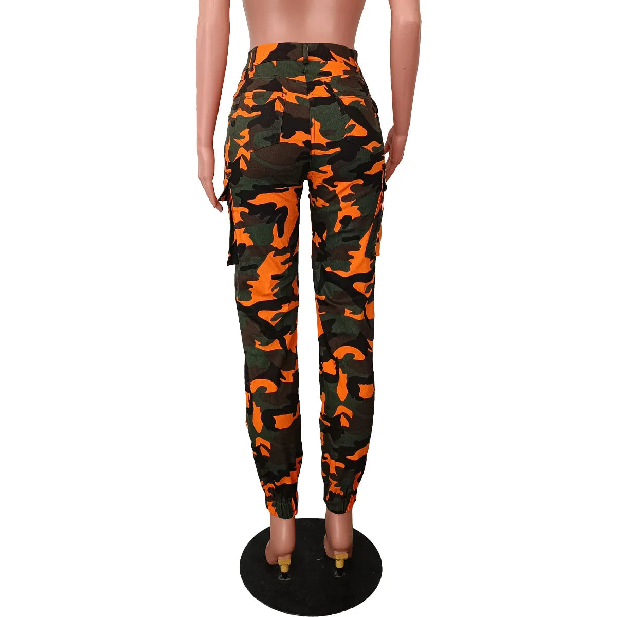 CM.YAYA Women’s Camouflage Printed Slim Cargo Pants 2024 Spring/Summer Pocket Jogger Street Fashion Safari Trousers