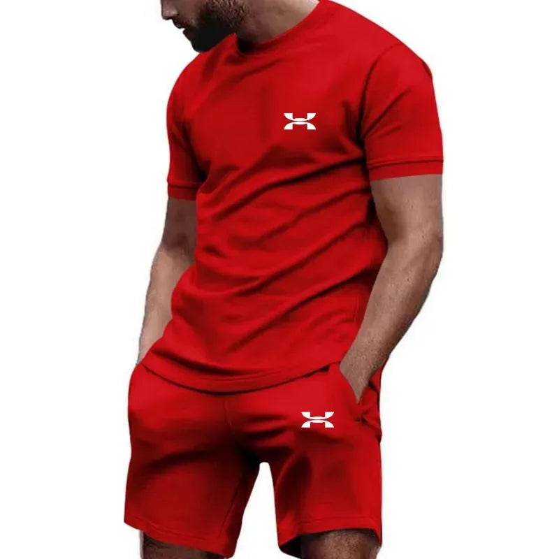 new men's sportswear short sleeved T-shirt and sports shorts summer casual jogging pants set men's two-piece set