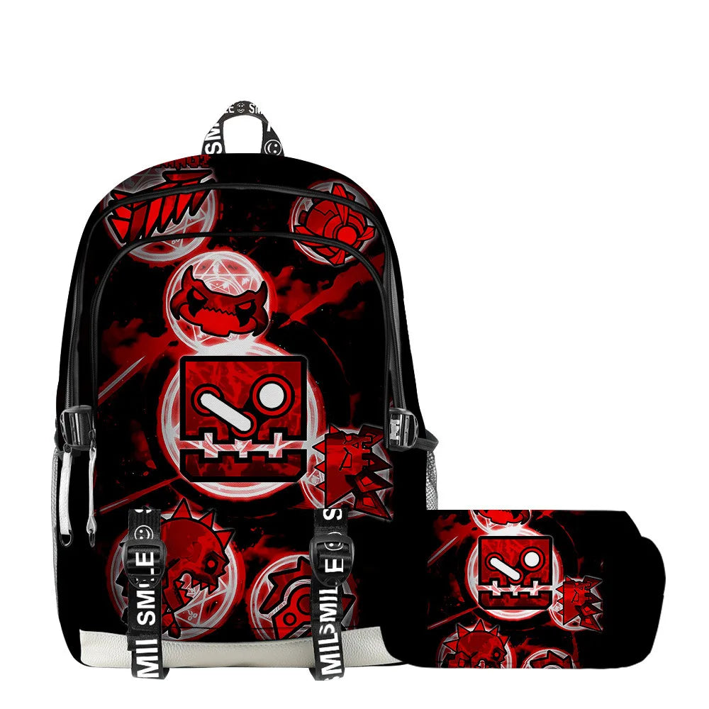 Classic Popular Geometry Dash Student School Bags Unisex 3D Printed Oxford Waterproof Notebook multifunction Travel Backpacks