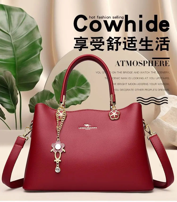 Unique Solid Color Retro Diaper Bag Luxury Crossbody Handbag For Women Chic Leather Shoulder Tote Purse