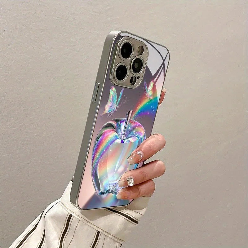 Colorful Butterfly Pattern Phone Case for iPhone 17 16e 16 15 14 13 12 Mini 11 Pro XS Air Plus Luxury Tempered Glass Cover