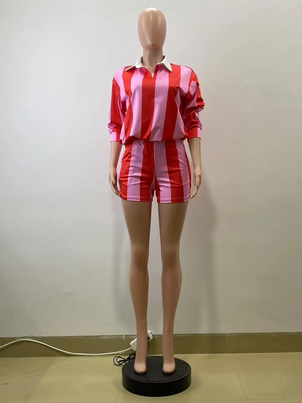 Shorts Pant Set Women Two Piece Sets Short Sleeve Matching Sets Striped Top High Waist Pants Suit Casual Y2k Streetwear Jogger