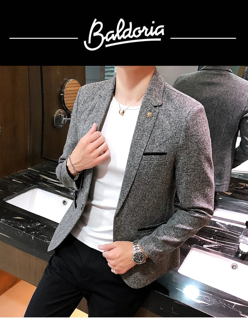 Men's Retro Casual Suit Jacket Blazers Business Formal Linen Suit Jacket High-quality Club Dress Formal Jacket Plus Size 4XL-M
