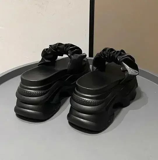 NEW Women Summer Chunky Sandal Platform Slipper 9CM High Heels Ladies Hollow Out Slides Beach Flip-Flop Woman Sandalias De Mujer