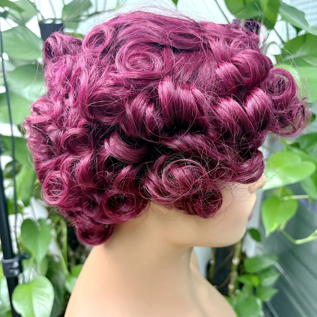 Full Machine Made Loose Wavy Bob Wig Human Hair Wigs 220% Short Colored Bouncy Curly Gluelesss Human Hair Wigs with Bangs