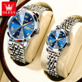 OLEVS 9931 Watch For Men Women Roman Scale Quartz Couple Watch Rhombus Mirror Auto Date Wristwatch Luxury Waterproof Hand Clock