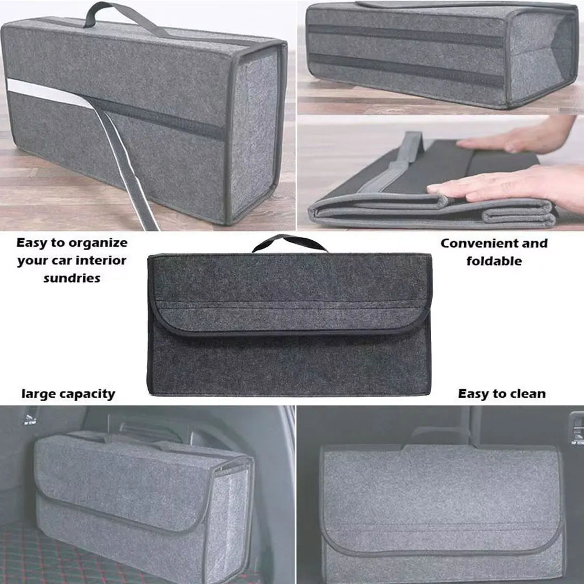 PINMOAP Large Capacity Storage Bag Foldable Car Felt Box Car Trunk Storage Bag Thickened Material Handbag Automotive Supplies