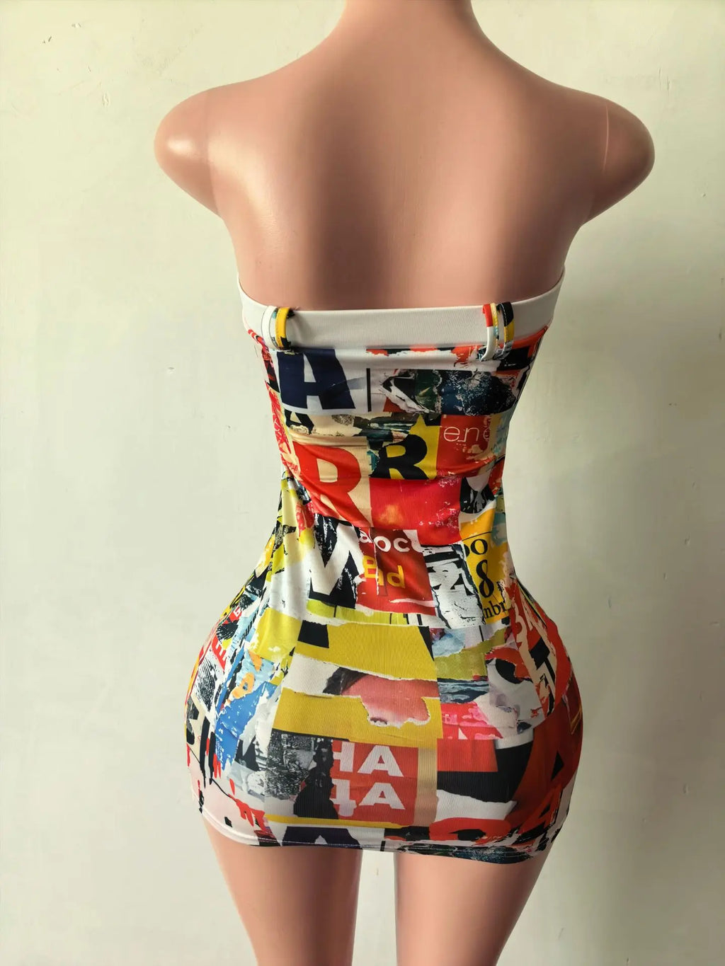 STYLISH LADY Trendy Letter Print Mini Dress 2026 Women Strapless Bodycon Casual Vacation Party Street Style Outfit