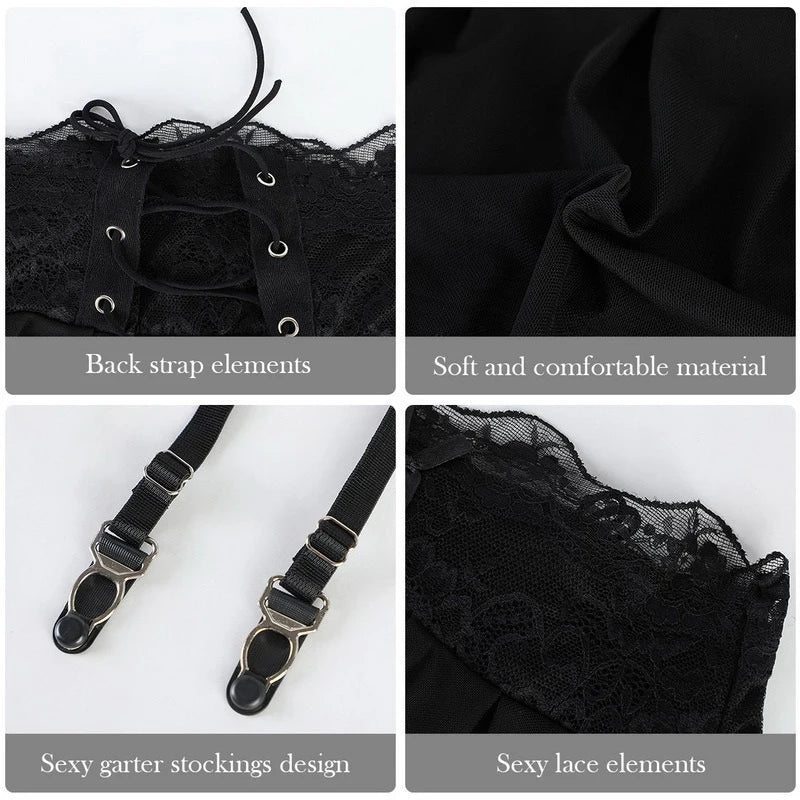 Lace Breathable Panties For Women Crotchless Lingerie High Waist Sexy Garter Belt G-string Female Mesh Transparent Underpants