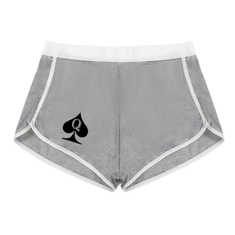 Queen of Spades Women's Sexy Boyshort Seamless Solid Color Mid-rise Women's Boxers Abdominal Lifting Hip Sports Youth Underwear