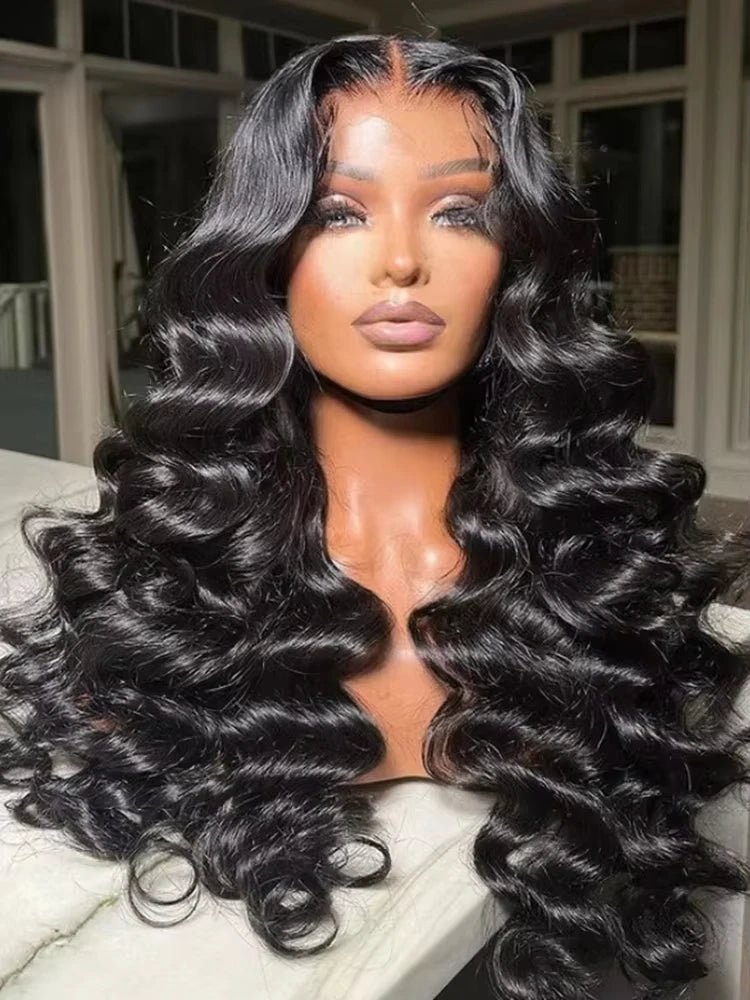 Lakeisha High Density Loose Wave HD 13x6 Lace Front Wigs Human Hair Black Raw Brazilian Deep Curly 40 Inch 13x4 Lace Frontal Wig