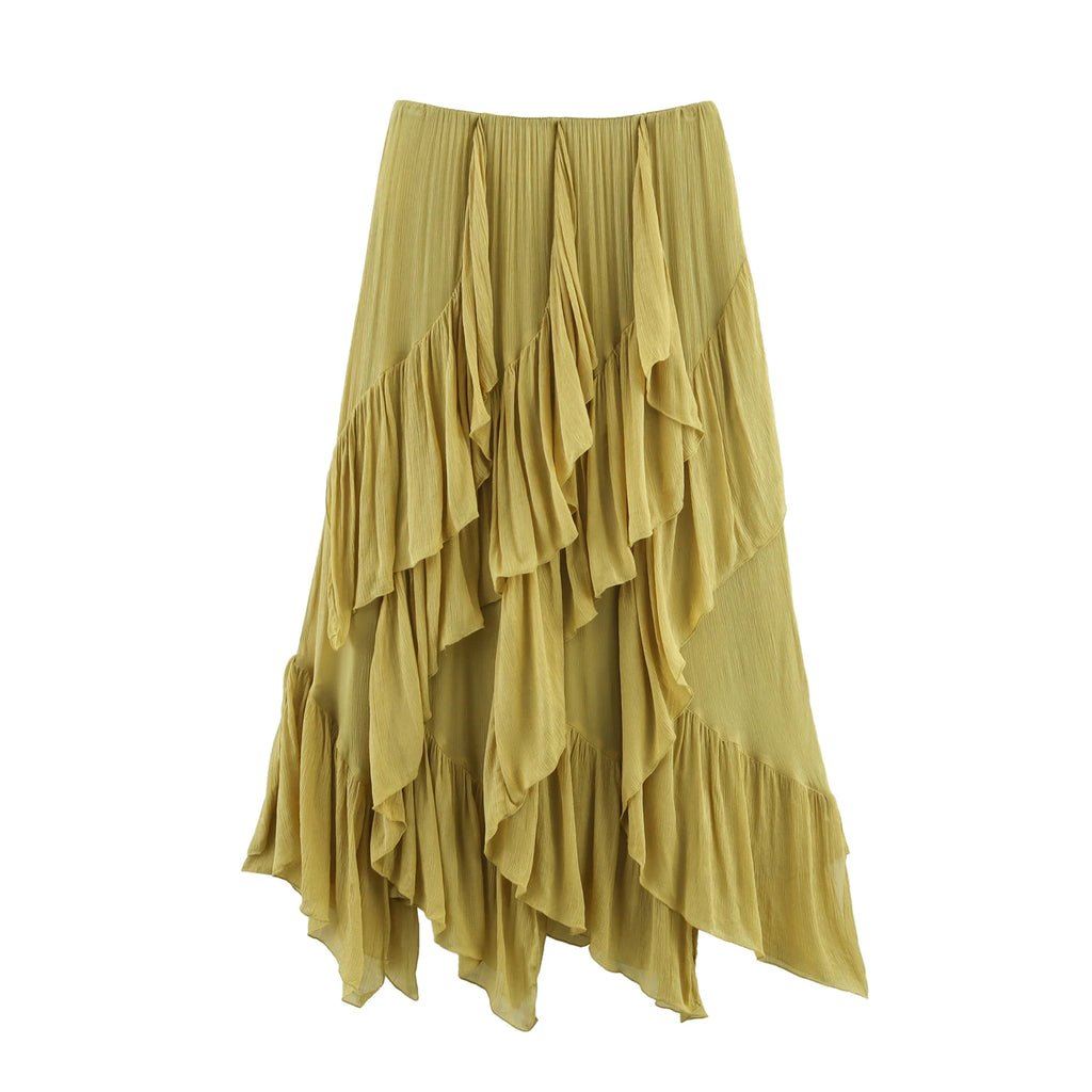 Irregular Ruffles Cake Skirt Pleated Cake Womens Skirt High Waist Faldas Mujer Japan Style Eleganr Skirts Spring Summer 2025