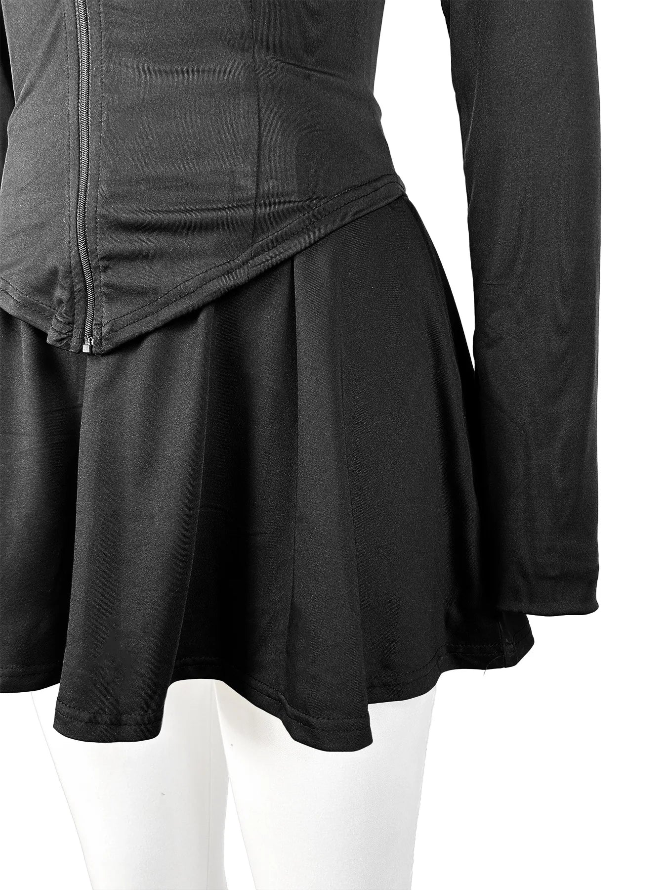 Womens Casual Sports 2 Piece Outfits Long Sleeve Zip Up Jacket Mini Skirt With Shorts Sets Daily Wear Going Out Athletic Outfits
