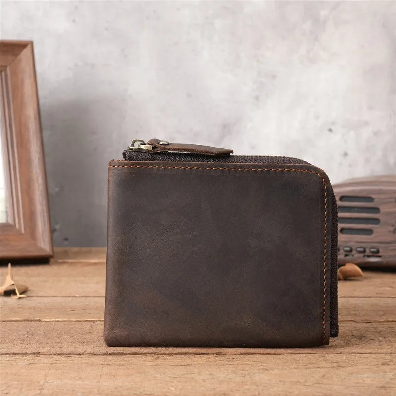 Japan Style 100% Genuine Leather Men Wallet Small Mini Card Holder Male Wallet Pocket Purse Wallet for Men Brown High Quality