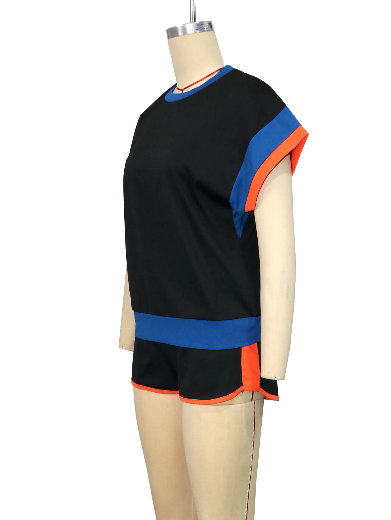 New Patchwork Casual Sporty 2 Piece Sets Women 2025 Summer Trend O-Neck Short Sleeve Tops And Shorts Matching Fitness Tracksuits