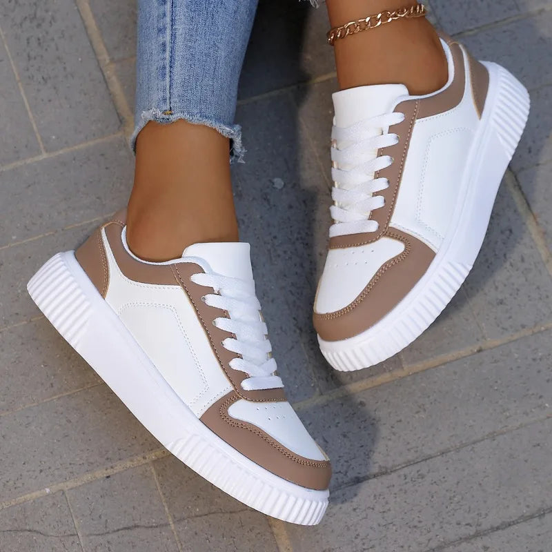 YRZL Women's Shoes Casual Vulcanize Shoes Ladies Classical Flats Walking Women's Sneakers Female PU Leather Sports Shoes Woman