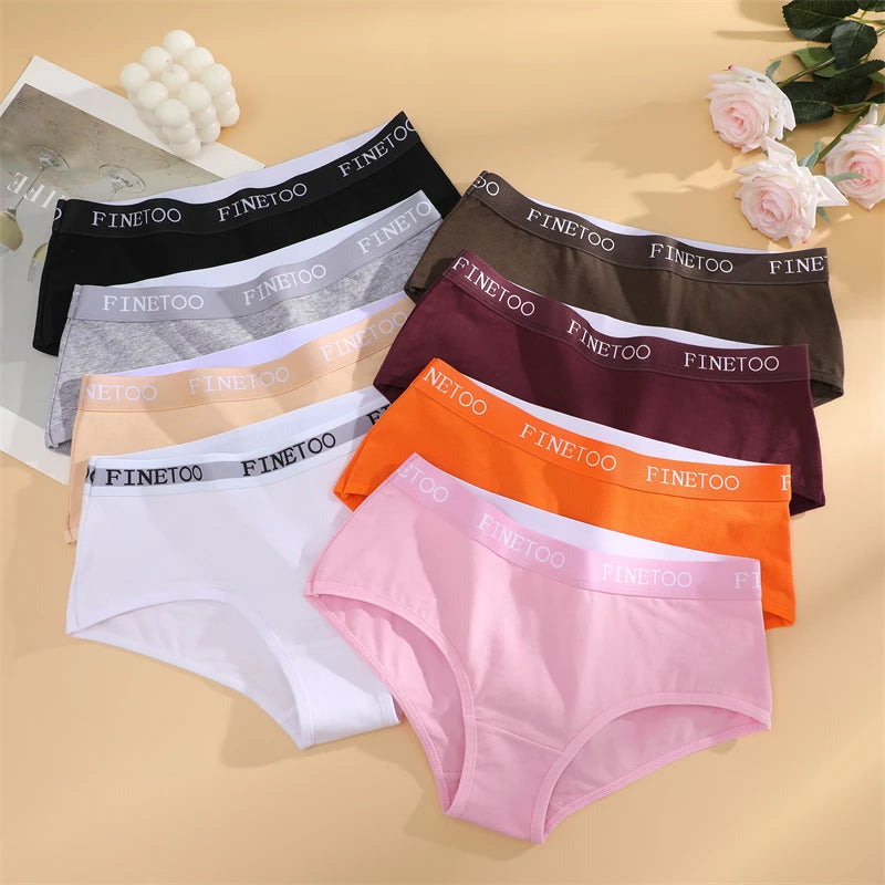 5Pcs/Set Women Cotton Panties Female Middle Waist Sexy Panties Seamless S-XL Underwear Solid Color Bikini Girls Intimates Briefs
