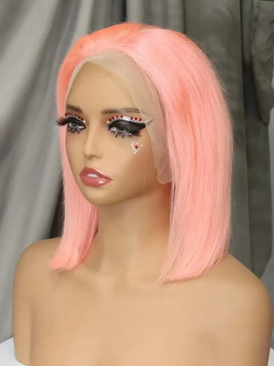 Pink Bob Wig Human Hair Wigs 250% 13x4 Transparent Lace Front Double Drawn Bone Straight Colored Bob Wigs for Black Women