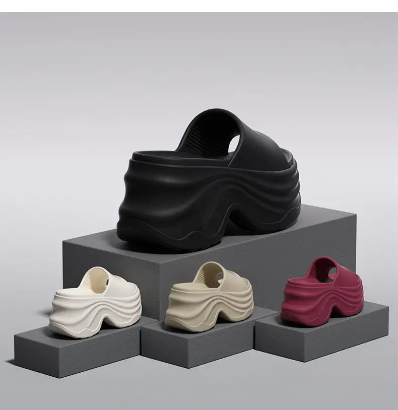 Chunky Platform Slippers for Women Summer 2026 Comfortable Wedge Heels Sandals Woman Solid Non Slip EVA Thick Sole Slides Shoes