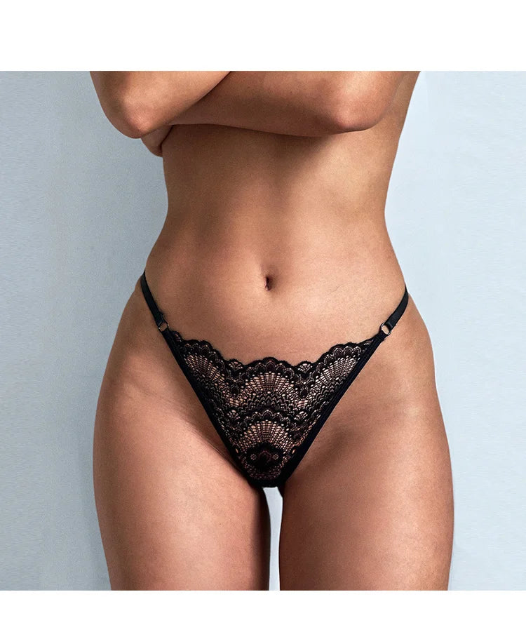 SP&CITY Low Waist Thin Transparent Thongs Lace Women's Underpants Sexy See Through Panties Erotic Hollow Out Seamless Briefs