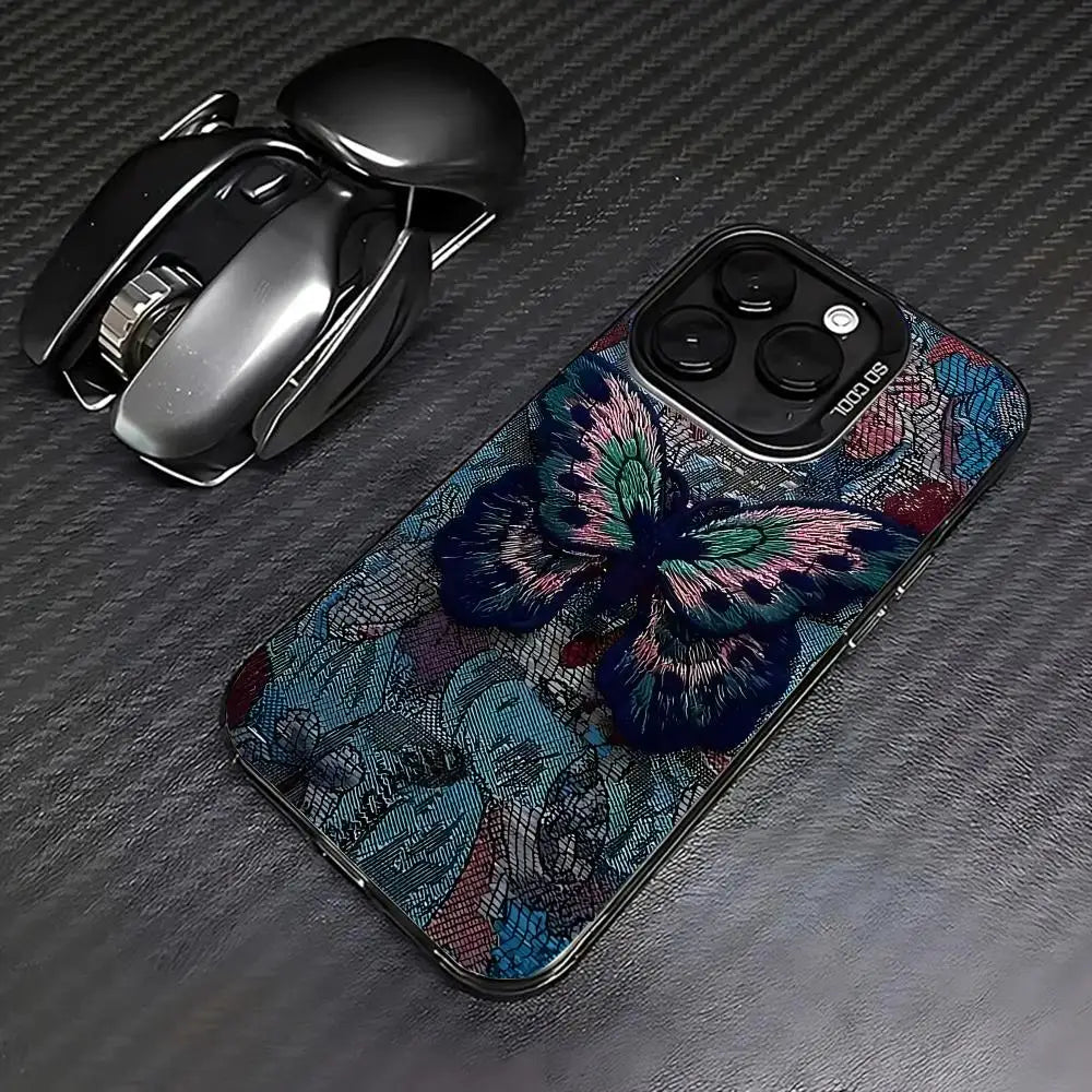 Retro butterfly pattern Phone Case   for iPhone 16 15 14 13 Pro 12 11 Pro Xs X XR Max 8 7 SE Laser Hard PC+TPU Cases Back Cover