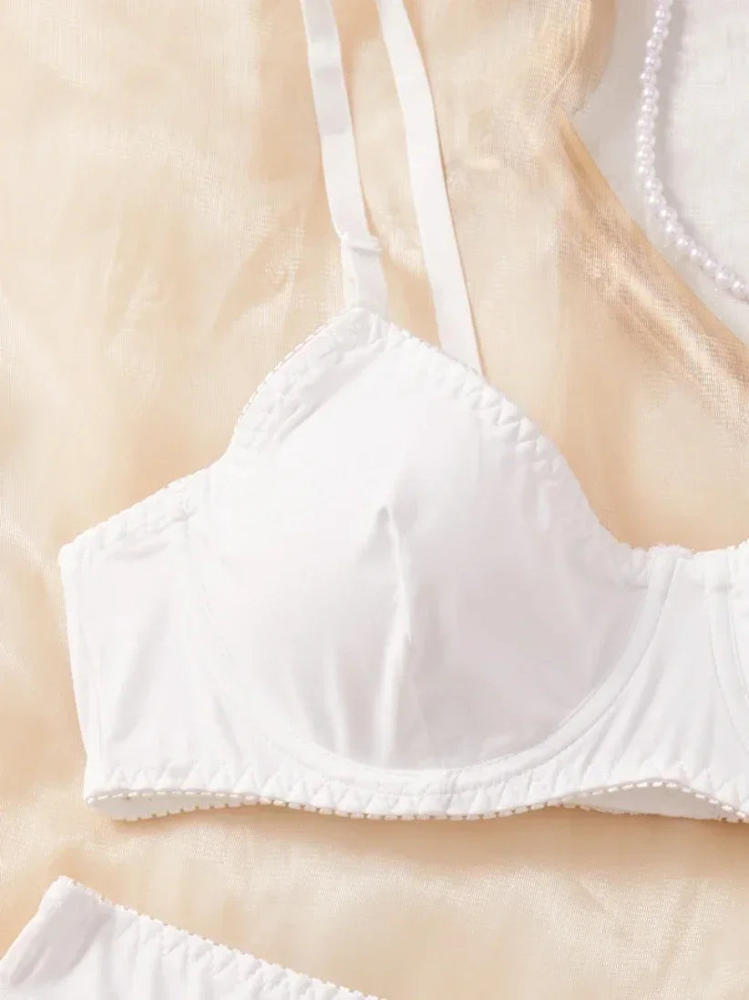 Bra and Panty Set Ladies Smooth Comfortable Thin Underwear Women Sexy Nightwear Inner Solid Sleep Underwear Bra Set Lingerie