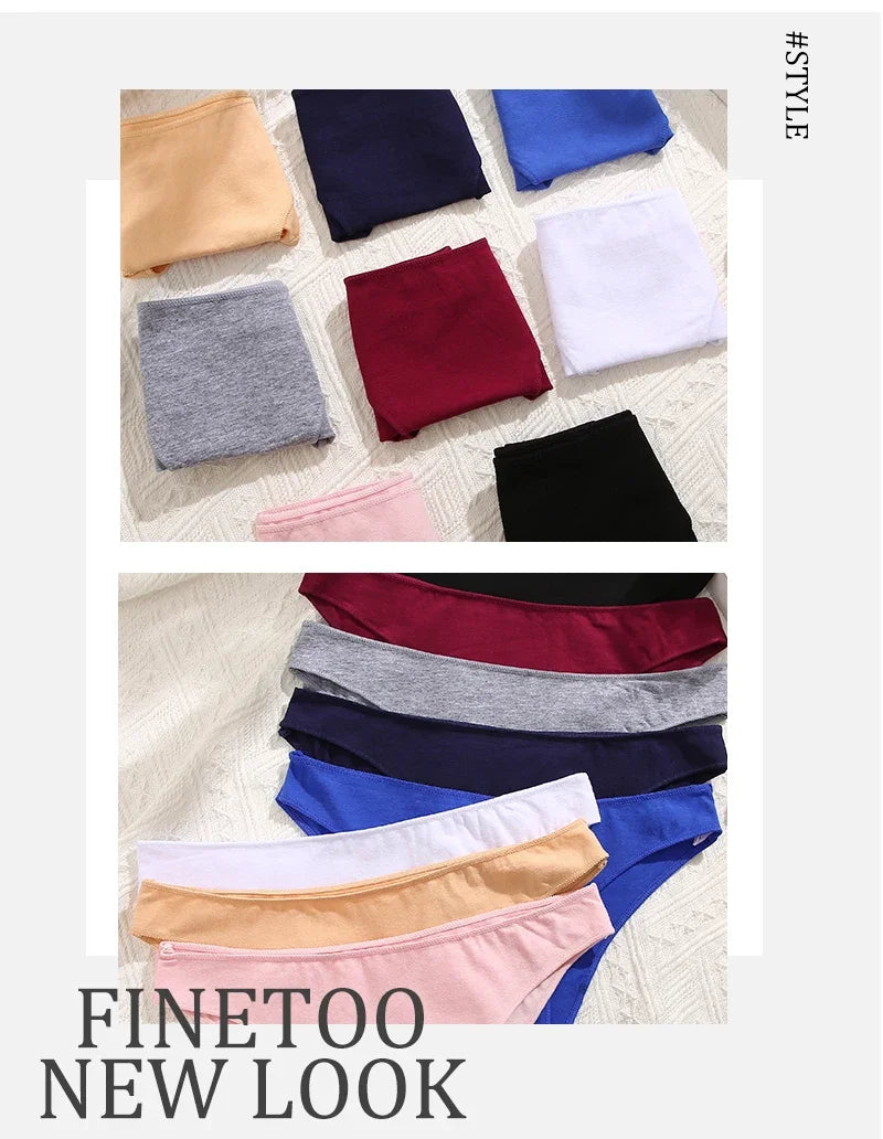 4Pcs Women's Seamless Cotton Briefs Intimates Women Sexy Panties Solid Color Breathable Underwear Female Low Waist Soft Lingerie