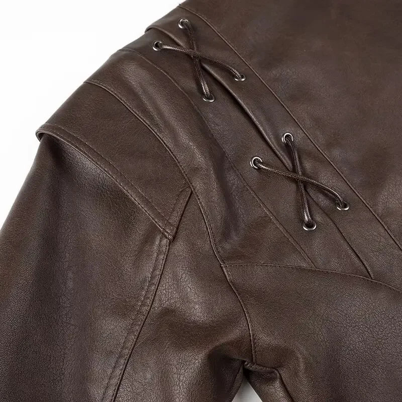 Oligai Spring Women's Casual Faux Leather Jacket Coat for 2025 Stunning PU Jacket Blouse for High Street