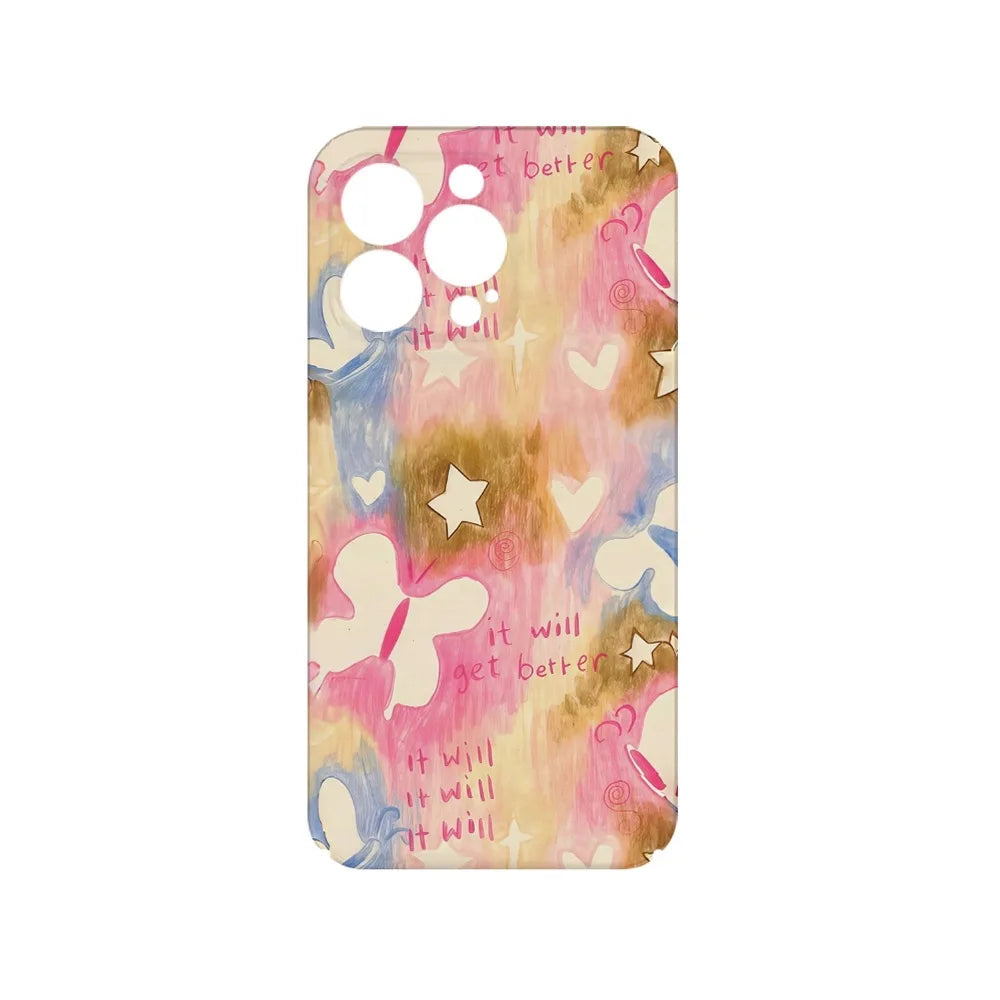 Yellow Powder Dreamy Butterfly Phone Case for IPHONE 17 Air 16E 15 PROMAX 14 Plus 13 12 MINI 11 PRO 16Plus Acrylic Phone Cover