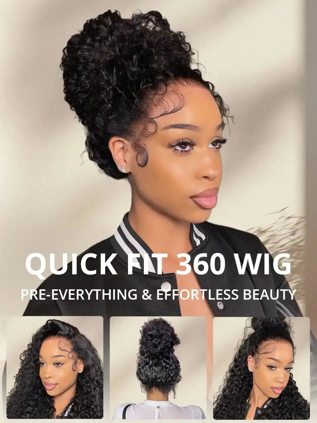 Upgrade No Glue 360 Drawstring Lace Wig Kinky Curly Deep Water Wigs Remy Human Hair Invisi Strap 360 Full Hd Lace 13x4 Front Wig